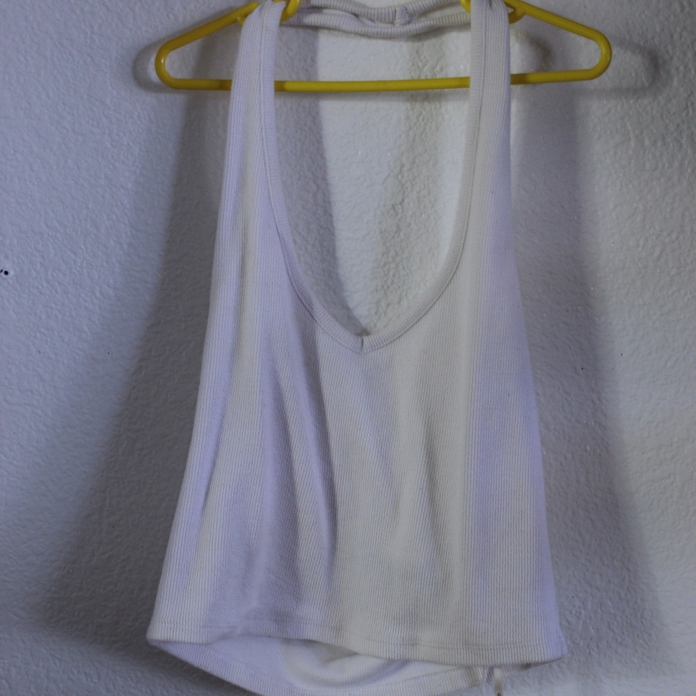 White halter crop top
